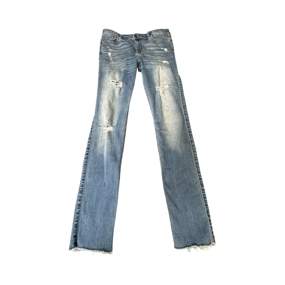 Hollister Jeans Womens 13R Blue Ultra High-Rise Super Skinny Distressed Raw Hem